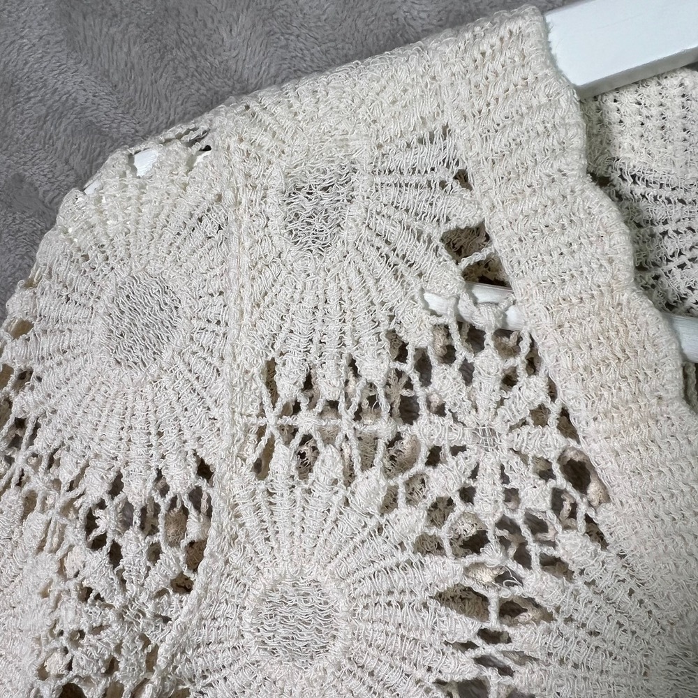 Anniewear Crochet Cardigan Top Lg/XL Open Knit Button Up Boho Hippie Fairy - Picture 3 of 8